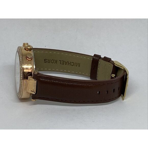 Michael Kors MK5774 Women's Brown Leather Analog White Dial Quartz Watch XX476 - Picture 9 of 12